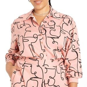 ELOQUII Women's Plus Size Printed Button Down - Sz. 14